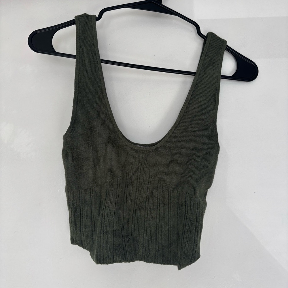 Urban Outfitters Dark Green Knit Crop Top